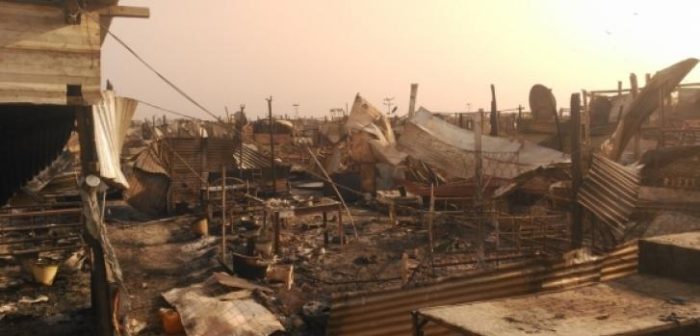 Refugios destruidos durante los enfrentamientos © MSFMSF