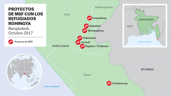 Proyectos de Médicos Sin Fronteras con los refugiados rohingya en Bangladesh
