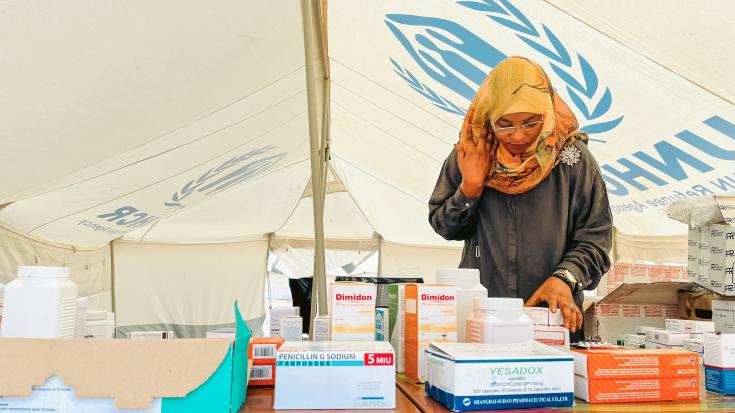 Farmacia clínica de MSF en el campo de Ajwal, Sudán.