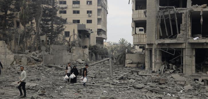 Imagen del 10 de octubre de 2023: Destrucción total de muchos barrios de la ciudad de GazaMohammed Baba.