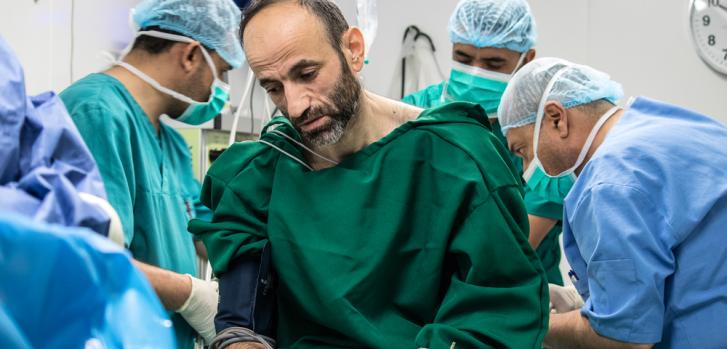 Nashwan en nuestras instalaciones quirúrgicas y posoperatorias en el este de Mosul.MSF/Sacha Myers