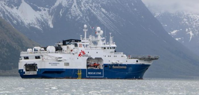 El Geo Barents, el barco que alquilamos para nuestras actividades de búsqueda y rescate, se prepara para zarpar desde Noruega. Mayo de 2021MSF/Avra Fialas