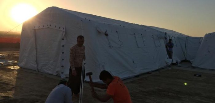 Médicos Sin Fronteras instala un hospital de campaña a 30 km de Mosul, para hacer frente a las nuevas necesidades médicas fruto de la intensificación de la batalla. Irak. ©MSF