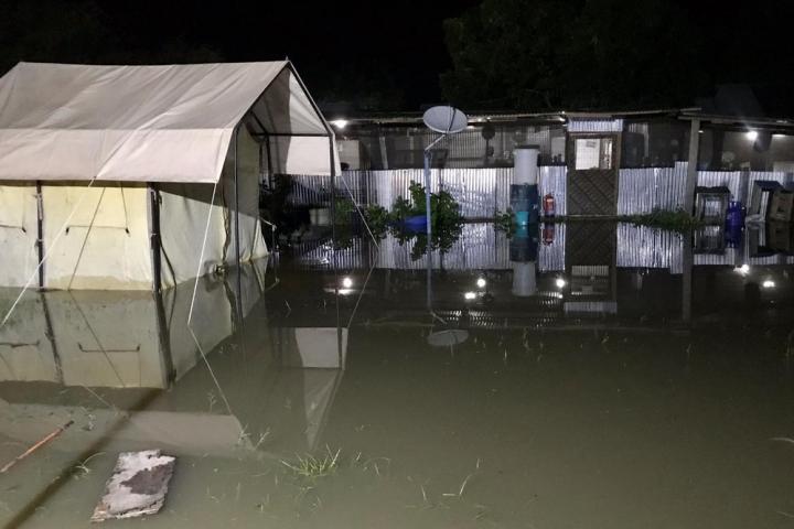 El centro de Médicos Sin Fronteras en Pibor, afectado por las inundaciones en octubre de 2019.