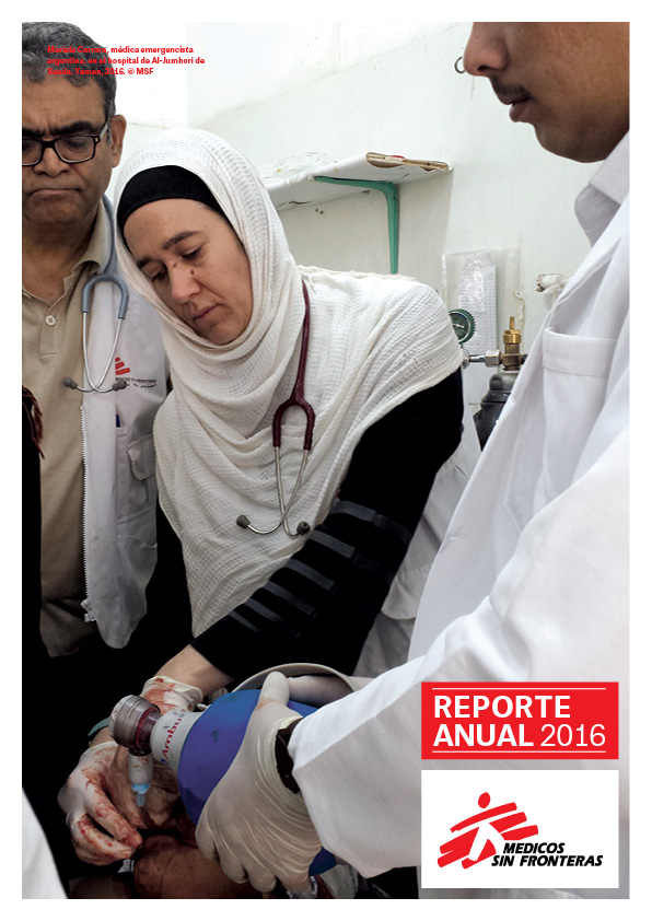 Tapa reporte anual 2016 de Médicos Sin Fronteras