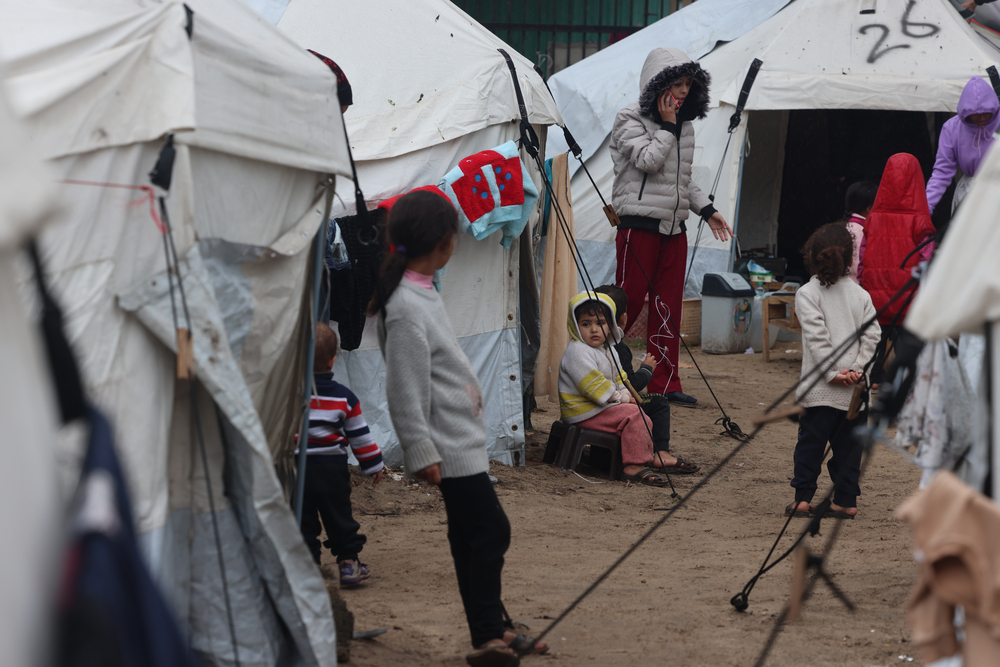 Campo de desplazados internos cerca del Hospital de Campaña Indonesio de Rafah.