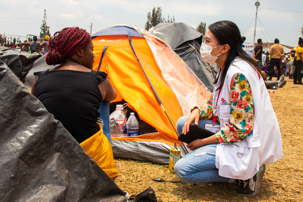Campamento informal de migrantes del parque Tláhuac, en Ciudad de México