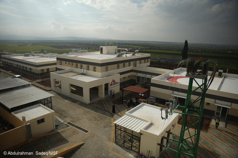 Vista aérea del hospital para quemados de MSF en Atmeh, al noroeste de Siria.